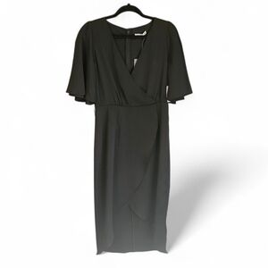 NWT Cooper St River Flutter Sleeve Wrap Dress Black Size 6